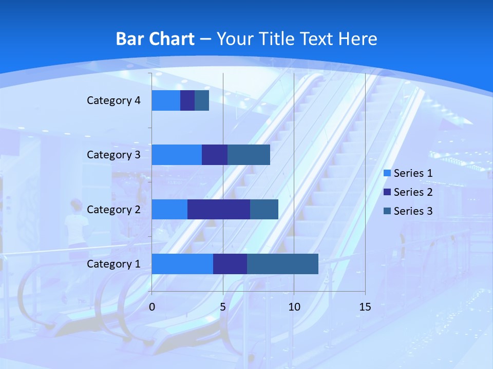 An Escalator In A Building With A Blue Background PowerPoint Template