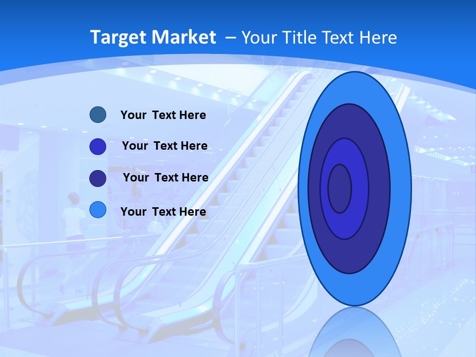 An Escalator In A Building With A Blue Background PowerPoint Template