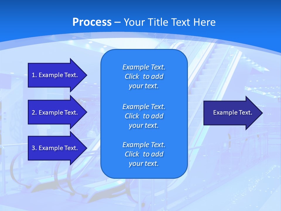 An Escalator In A Building With A Blue Background PowerPoint Template