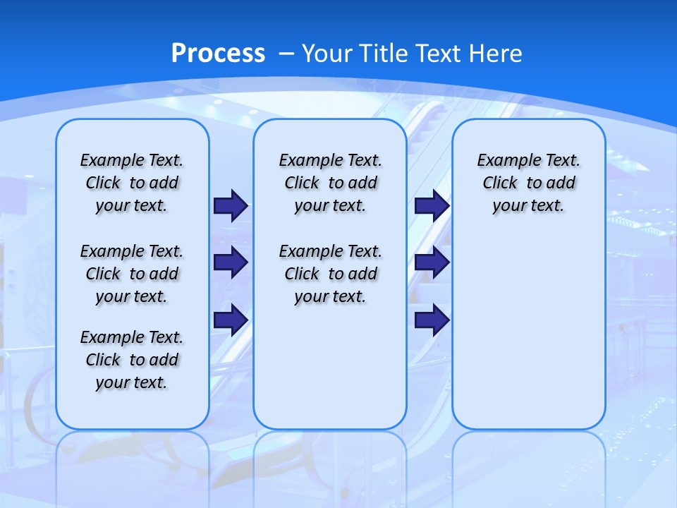 An Escalator In A Building With A Blue Background PowerPoint Template