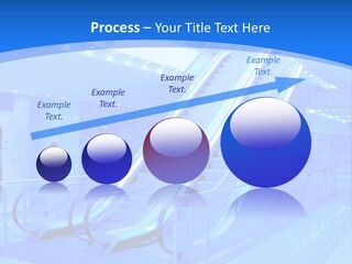 An Escalator In A Building With A Blue Background PowerPoint Template