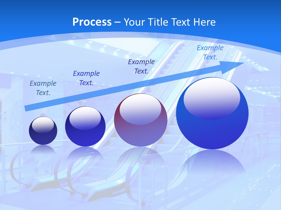 An Escalator In A Building With A Blue Background PowerPoint Template