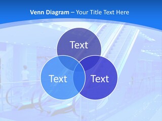 An Escalator In A Building With A Blue Background PowerPoint Template