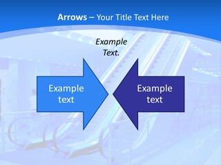 An Escalator In A Building With A Blue Background PowerPoint Template