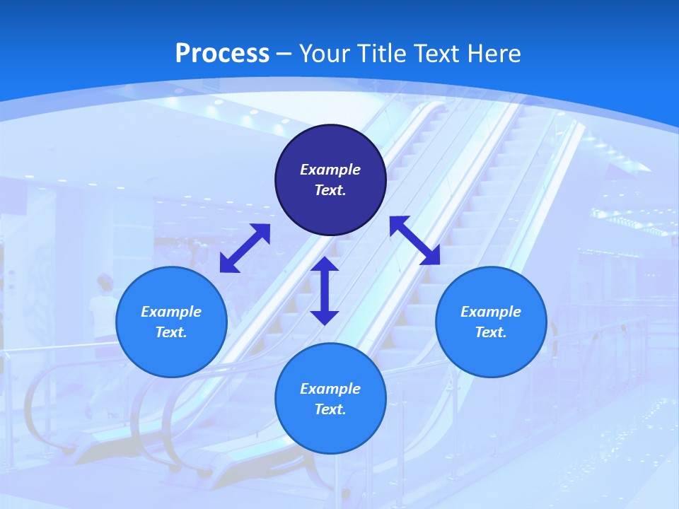 An Escalator In A Building With A Blue Background PowerPoint Template
