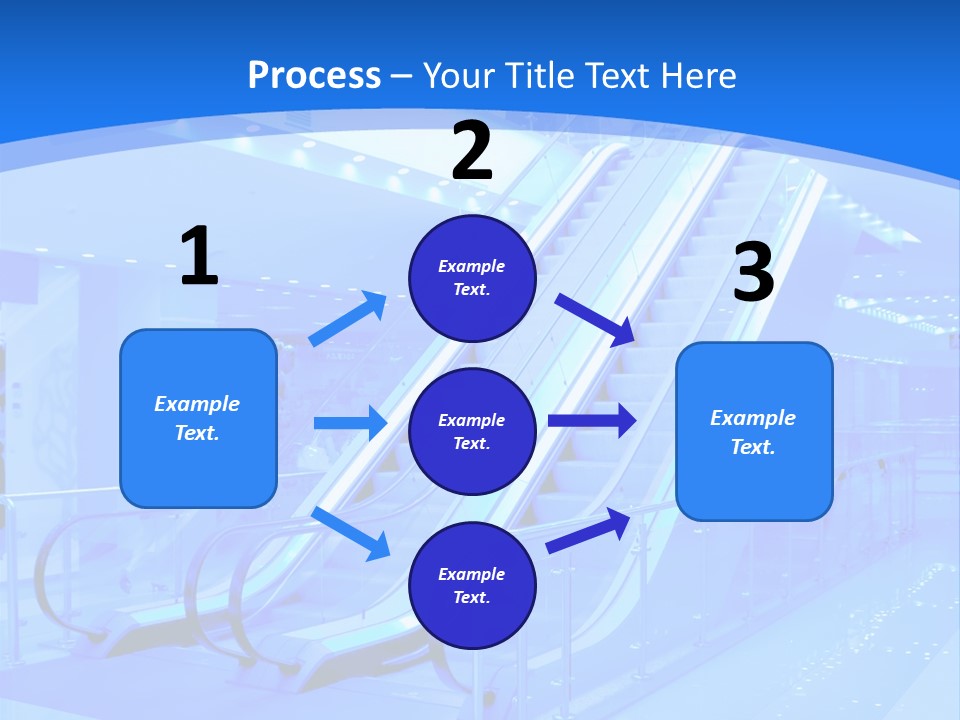 An Escalator In A Building With A Blue Background PowerPoint Template