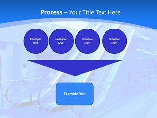 An Escalator In A Building With A Blue Background PowerPoint Template