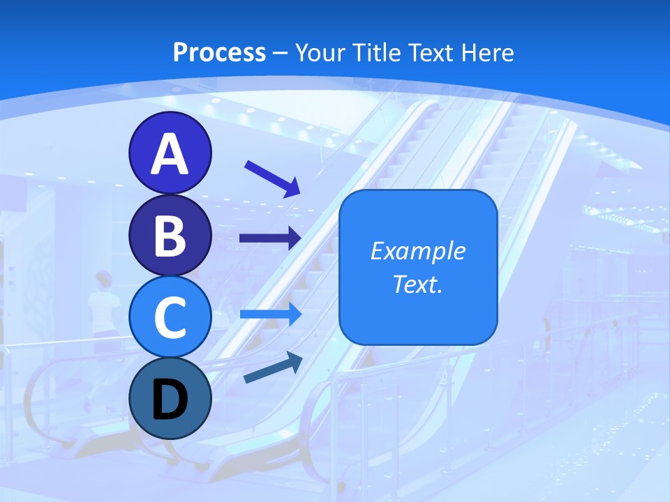 An Escalator In A Building With A Blue Background PowerPoint Template