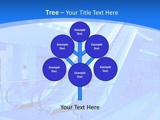 An Escalator In A Building With A Blue Background PowerPoint Template