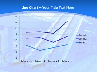 An Escalator In A Building With A Blue Background PowerPoint Template