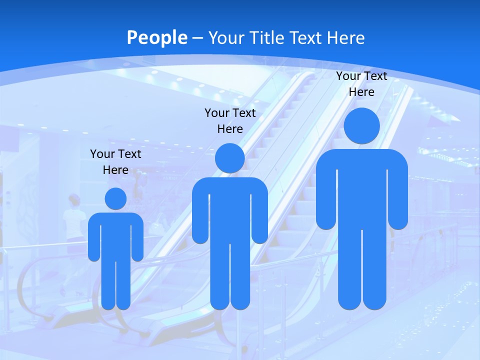 An Escalator In A Building With A Blue Background PowerPoint Template