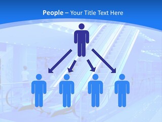 An Escalator In A Building With A Blue Background PowerPoint Template