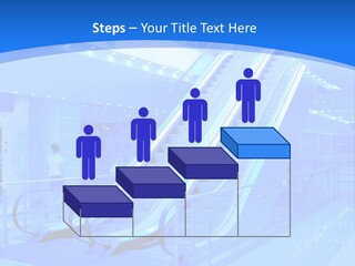 An Escalator In A Building With A Blue Background PowerPoint Template