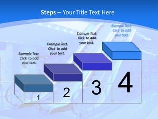 An Escalator In A Building With A Blue Background PowerPoint Template