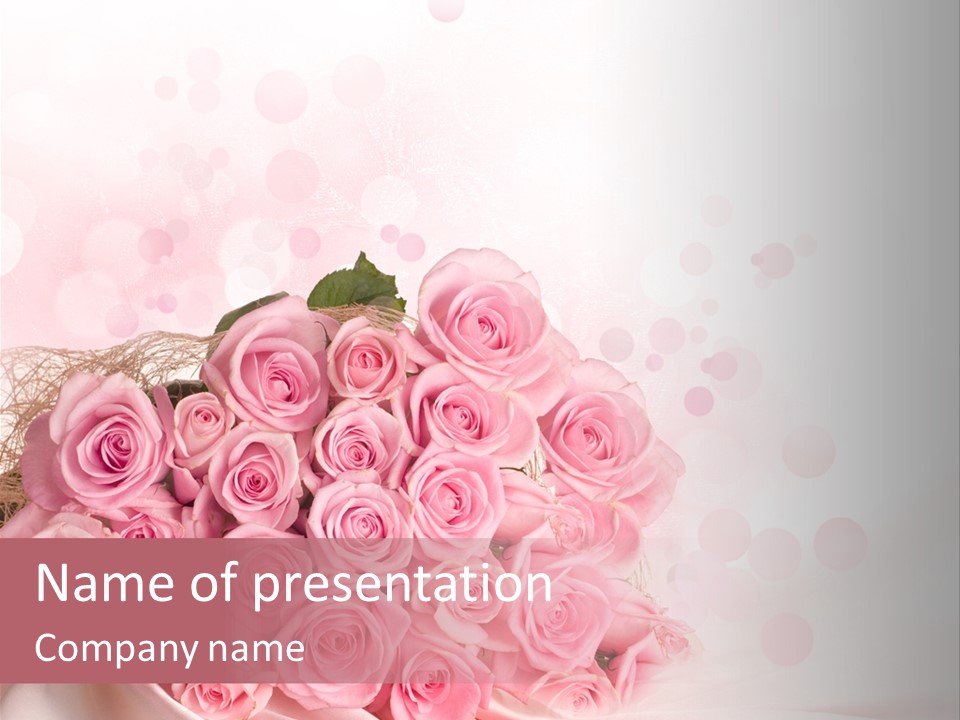 A Bouquet Of Pink Roses On A White Background PowerPoint Template