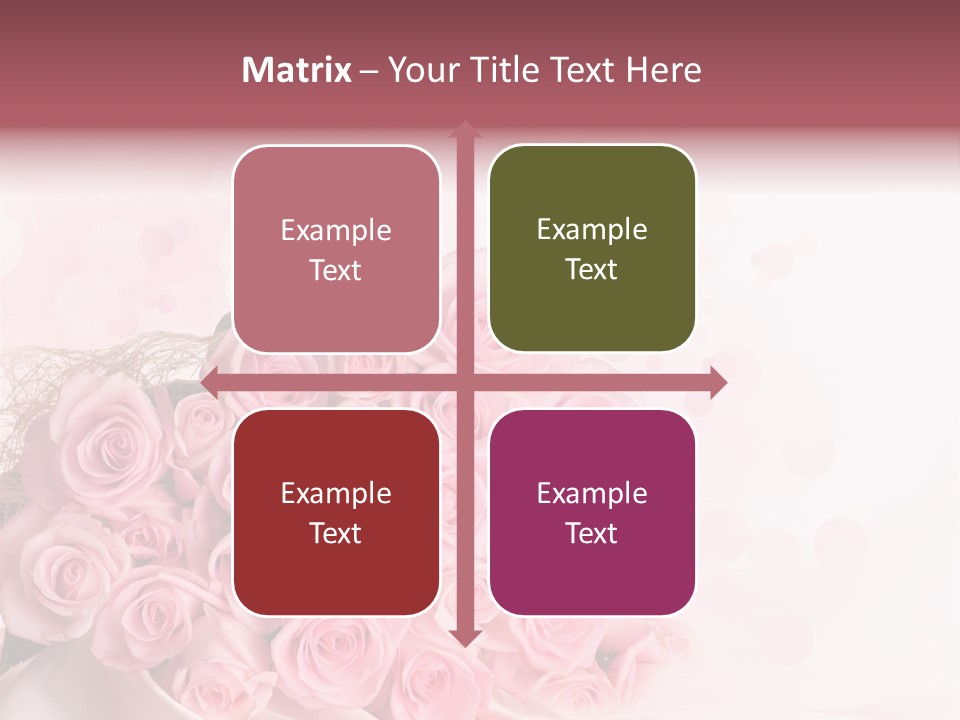 A Bouquet Of Pink Roses On A White Background PowerPoint Template