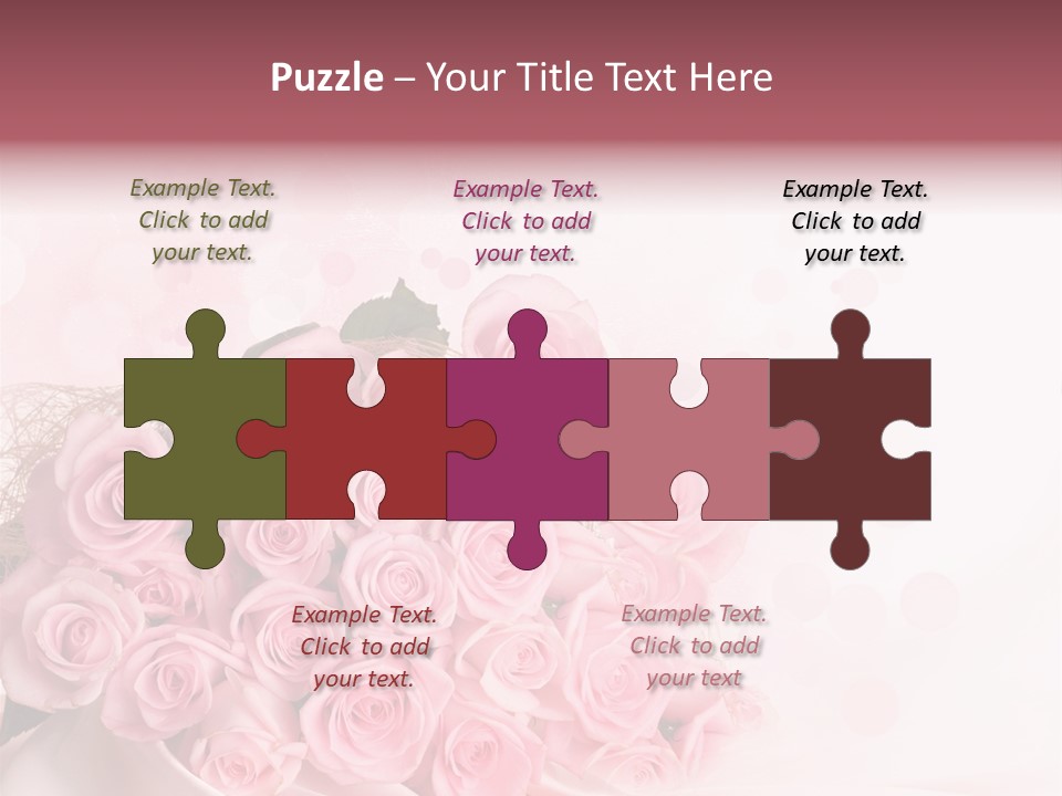 A Bouquet Of Pink Roses On A White Background PowerPoint Template