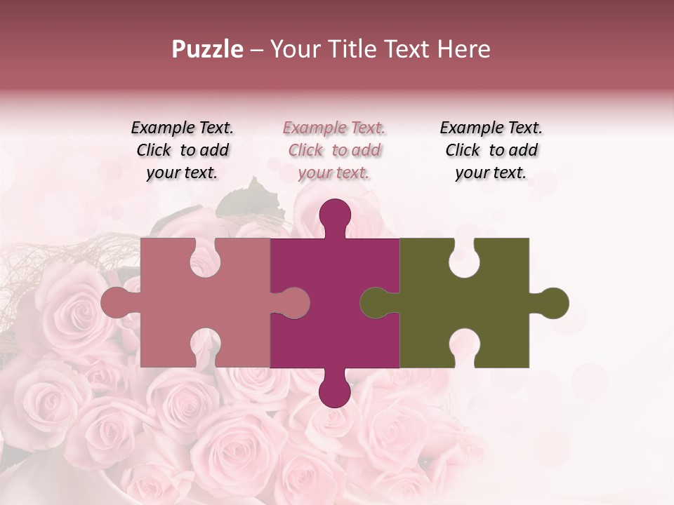 A Bouquet Of Pink Roses On A White Background PowerPoint Template