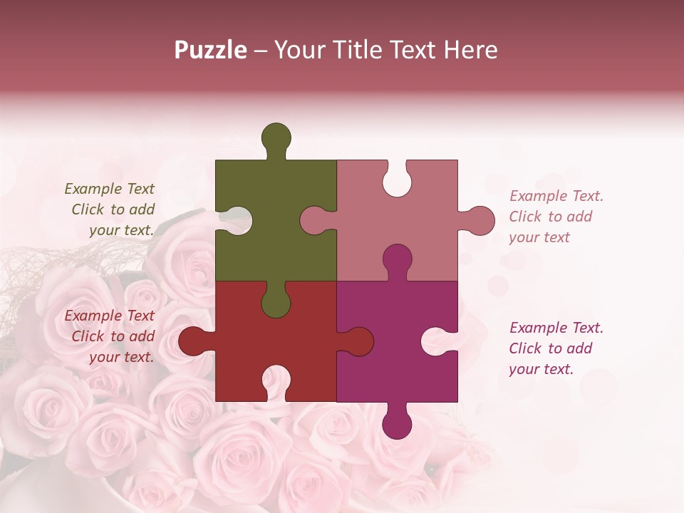 A Bouquet Of Pink Roses On A White Background PowerPoint Template