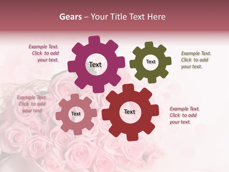 A Bouquet Of Pink Roses On A White Background PowerPoint Template