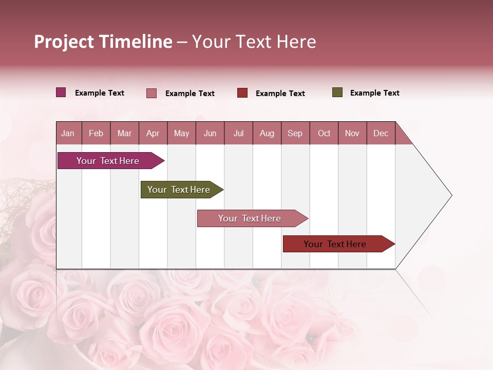 A Bouquet Of Pink Roses On A White Background PowerPoint Template