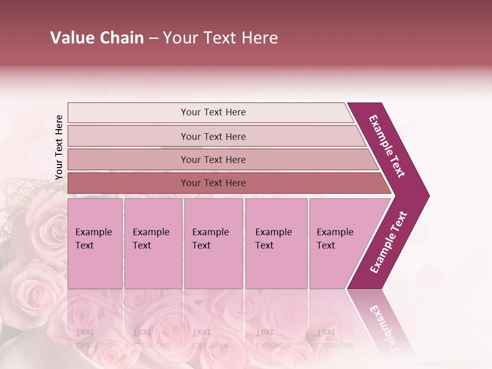 A Bouquet Of Pink Roses On A White Background PowerPoint Template