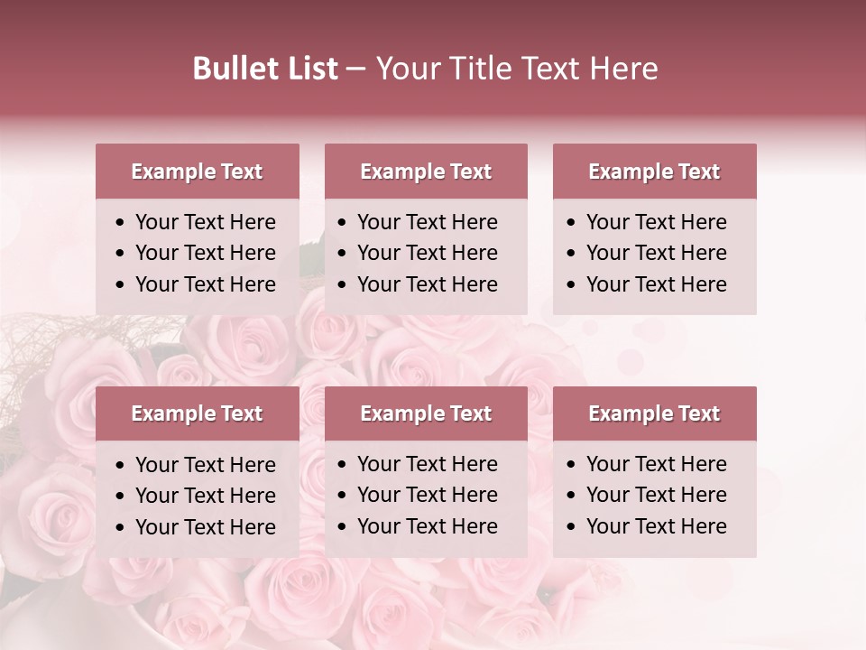 A Bouquet Of Pink Roses On A White Background PowerPoint Template