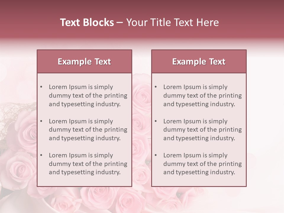A Bouquet Of Pink Roses On A White Background PowerPoint Template