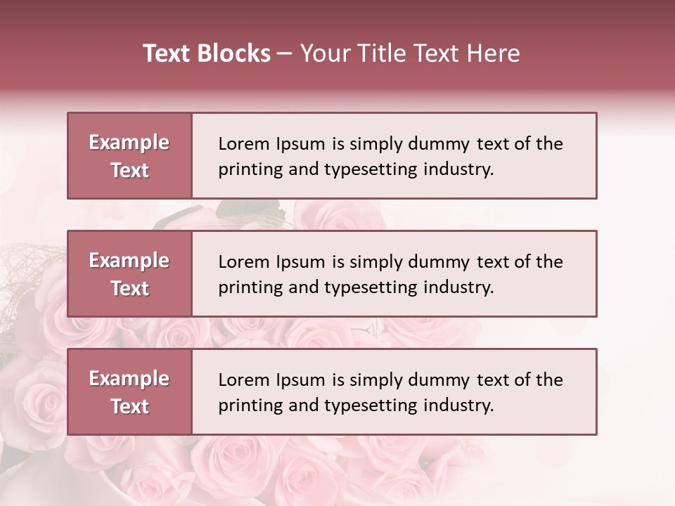 A Bouquet Of Pink Roses On A White Background PowerPoint Template