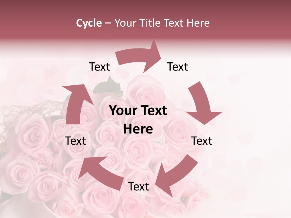A Bouquet Of Pink Roses On A White Background PowerPoint Template
