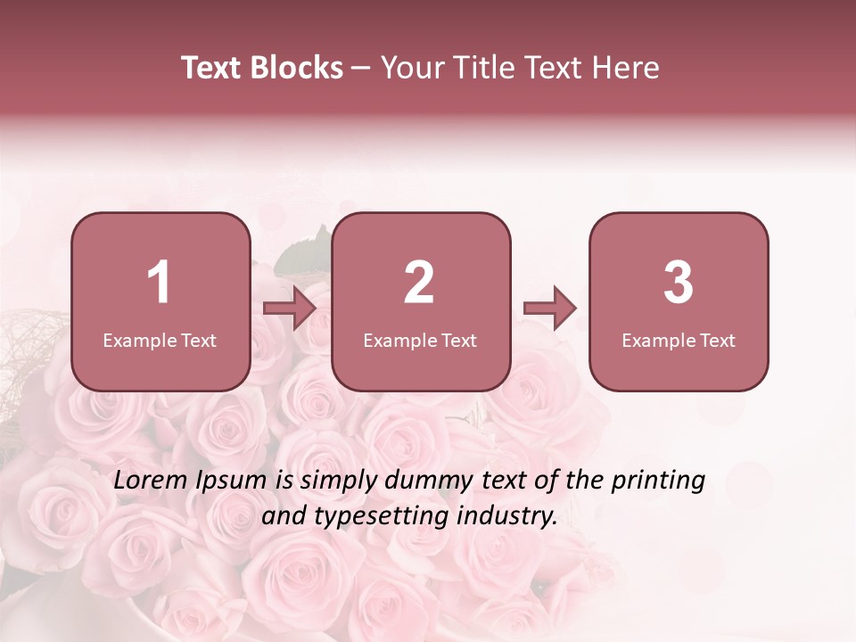 A Bouquet Of Pink Roses On A White Background PowerPoint Template