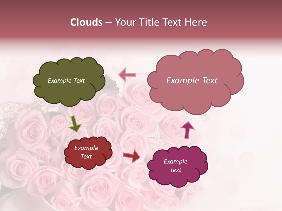 A Bouquet Of Pink Roses On A White Background PowerPoint Template