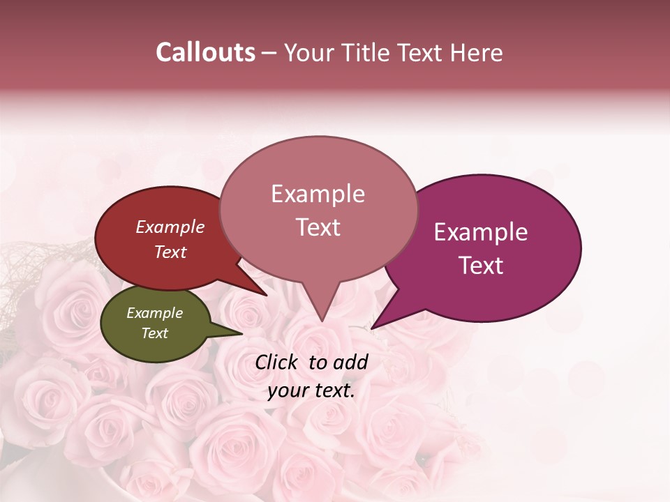 A Bouquet Of Pink Roses On A White Background PowerPoint Template