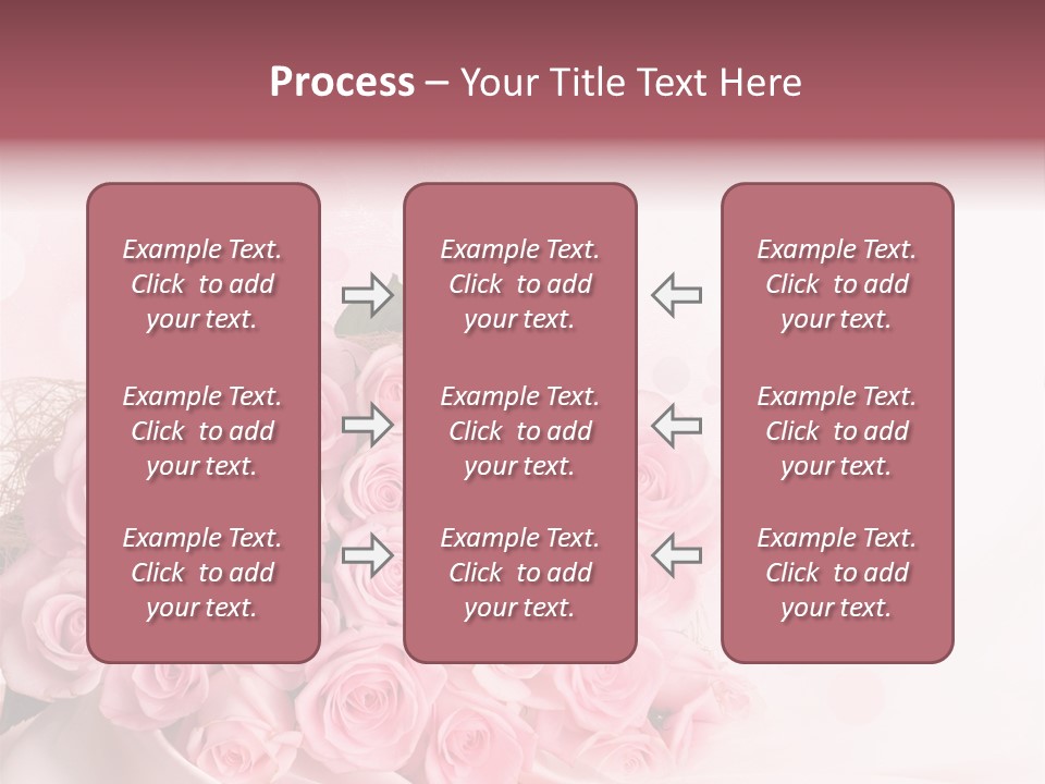 A Bouquet Of Pink Roses On A White Background PowerPoint Template