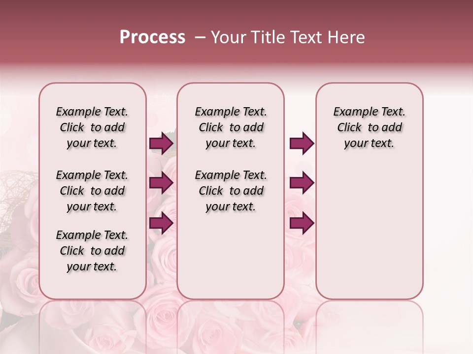 A Bouquet Of Pink Roses On A White Background PowerPoint Template