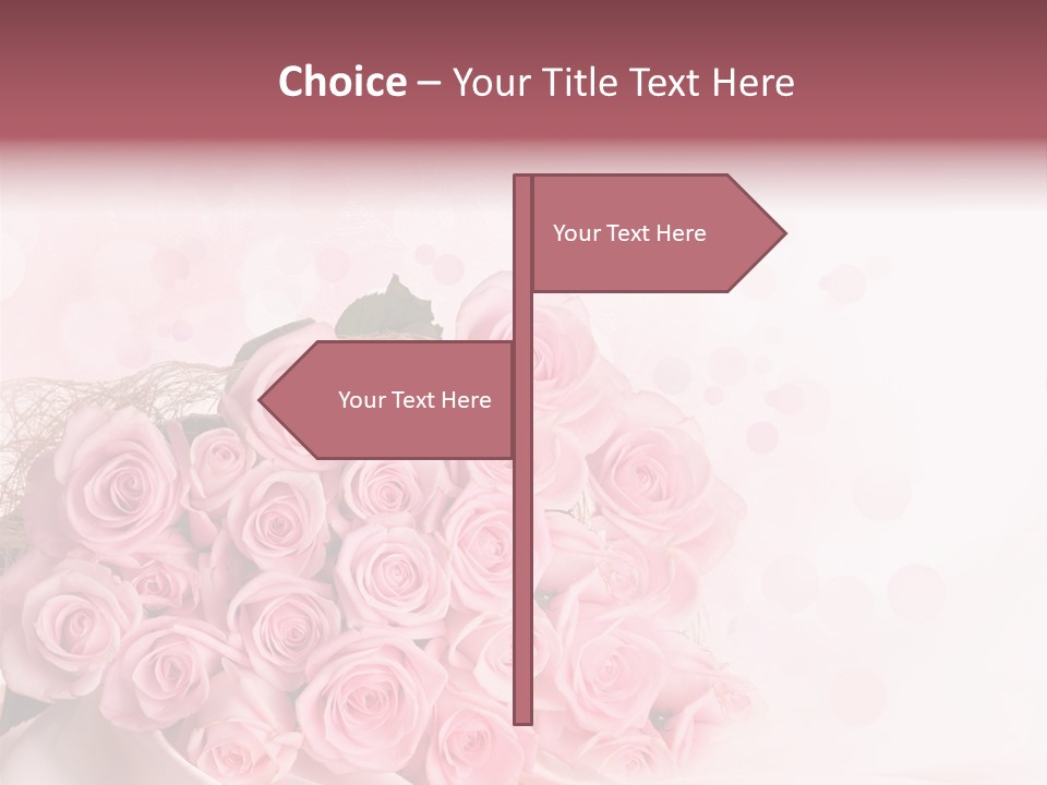 A Bouquet Of Pink Roses On A White Background PowerPoint Template