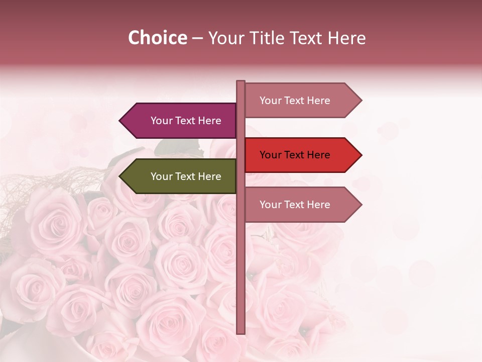 A Bouquet Of Pink Roses On A White Background PowerPoint Template