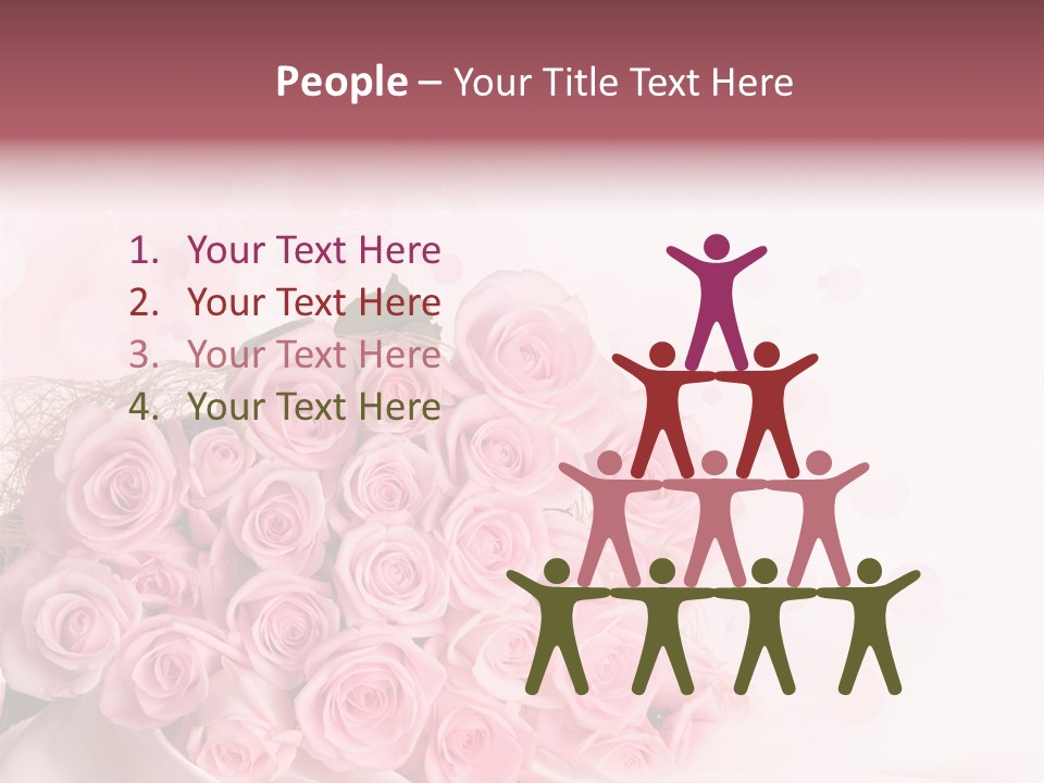 A Bouquet Of Pink Roses On A White Background PowerPoint Template