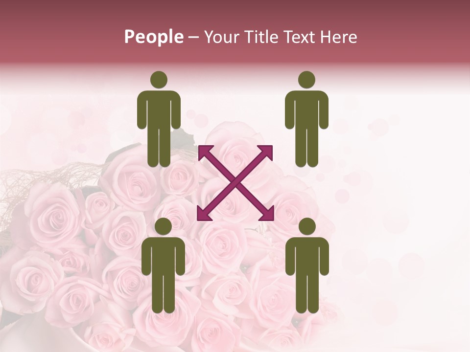 A Bouquet Of Pink Roses On A White Background PowerPoint Template