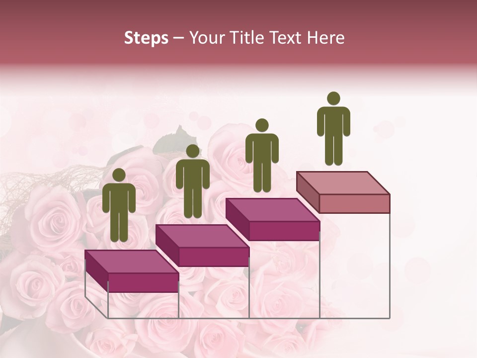 A Bouquet Of Pink Roses On A White Background PowerPoint Template