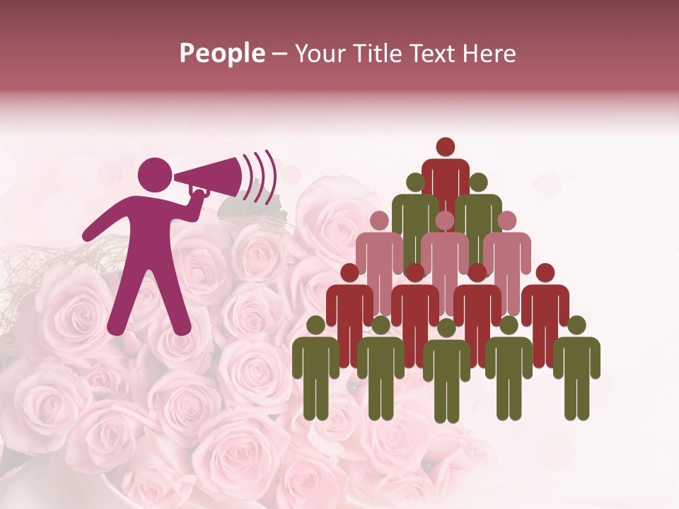 A Bouquet Of Pink Roses On A White Background PowerPoint Template
