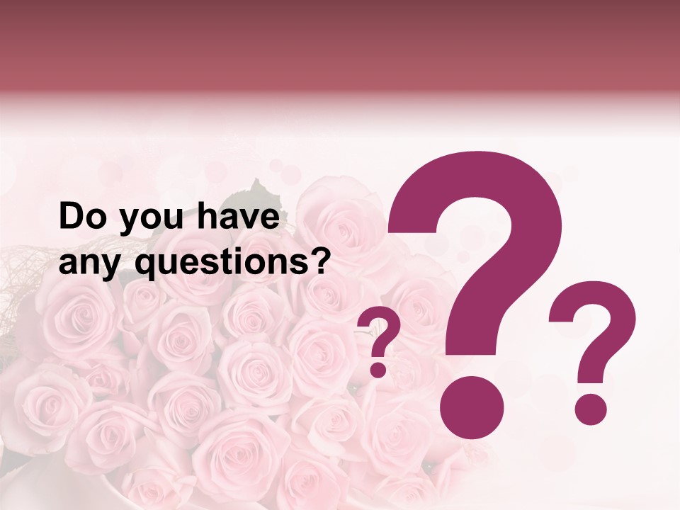 A Bouquet Of Pink Roses On A White Background PowerPoint Template