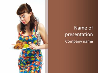 Color Caucasian Grilled Chicken PowerPoint Template