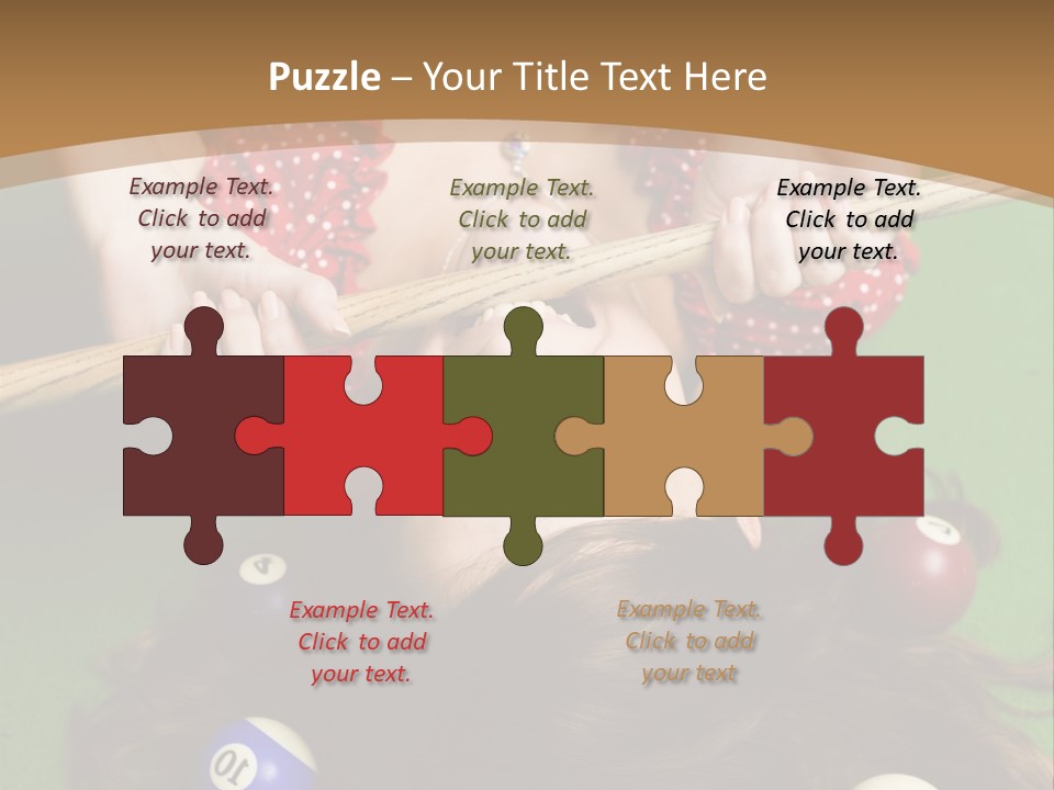 A Woman Laying On Top Of A Pool Table With Pool Balls PowerPoint Template