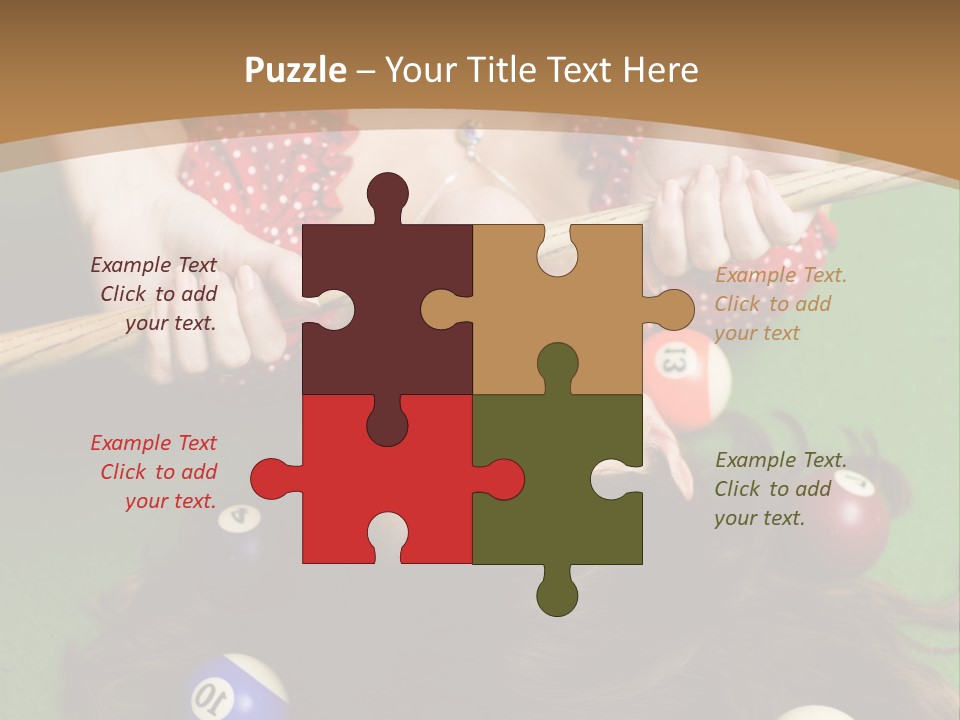 A Woman Laying On Top Of A Pool Table With Pool Balls PowerPoint Template