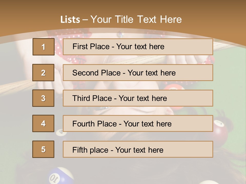 A Woman Laying On Top Of A Pool Table With Pool Balls PowerPoint Template