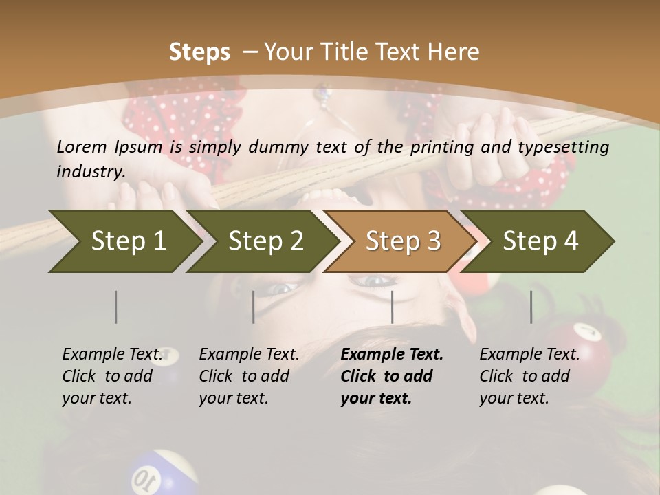 A Woman Laying On Top Of A Pool Table With Pool Balls PowerPoint Template