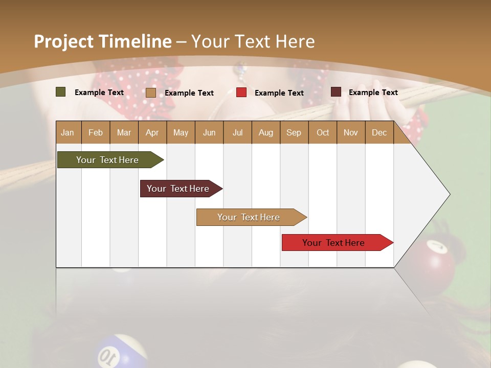 A Woman Laying On Top Of A Pool Table With Pool Balls PowerPoint Template