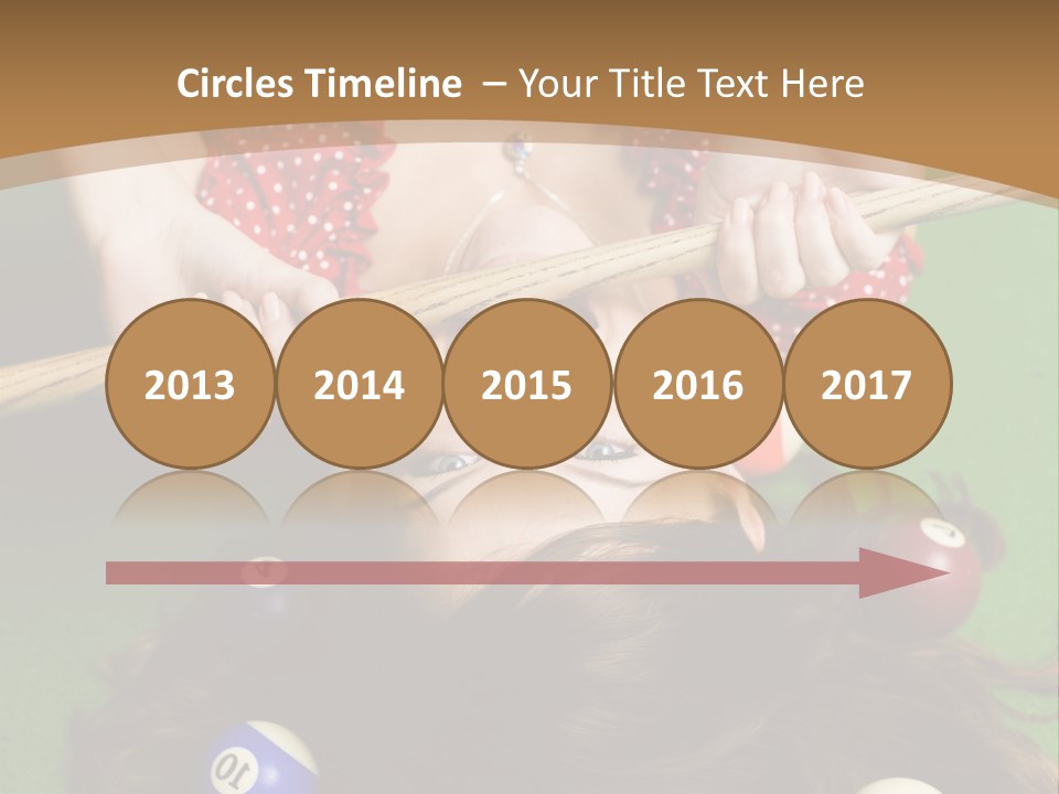 A Woman Laying On Top Of A Pool Table With Pool Balls PowerPoint Template