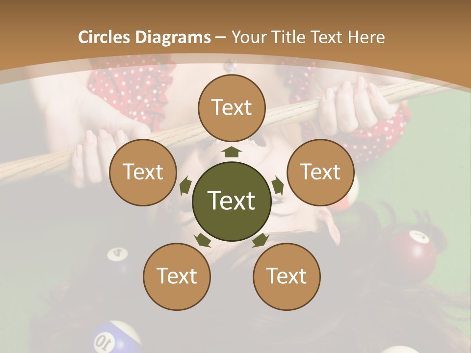 A Woman Laying On Top Of A Pool Table With Pool Balls PowerPoint Template